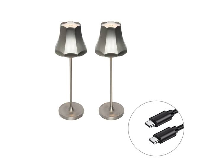 Ensemble de 2 lampes de table rétro métal gun rechargeable IP44 -