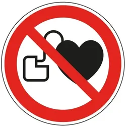 König Werbeanlagen Dreifke® Alu-Schild "Kein Zutritt für Personen mit Herzschrittmachern oder implantierten Defibrillatoren", Ø20cm, 1 Stück, Gebotszeichen (P007) ge