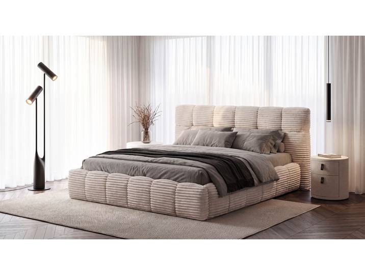 Polsterbett HOME AFFAIRE ALSTED, Familienbett mit kuscheligen Breitcord-Bezug , beige, B:215cm H:105cm L:231cm, Betten, Polsterbett, Liegefläche 180x200 und 240x200 cm, dick gepolstertes Kopfteil