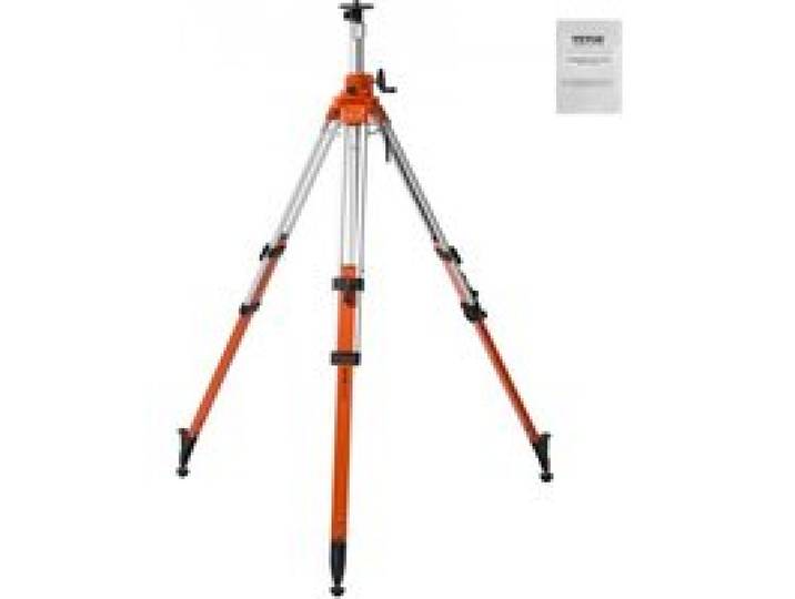 VEVOR Trépied de Niveau Laser, Filetage 5/8 -11, Trépied d'Arpentage Robuste, Réglable en Hauteur 1145-2905 mm, Bulle de Niveau, Limiteur de Diffusion, Pieds Antidérapants Relevables pour Construction