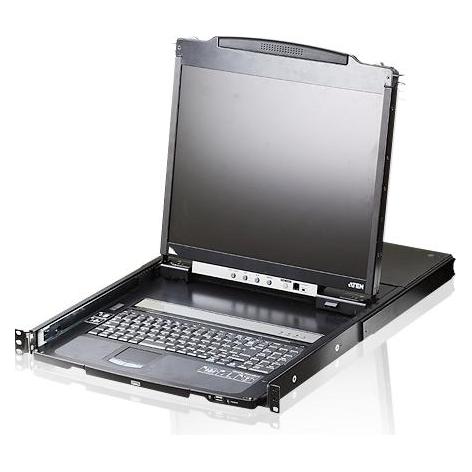Aten CL5800N IT Dual Rail 19"-LCD-Konsole, 19" 1HE (PS/2-USB, VGA) IT-Layout (CL5800N IT)