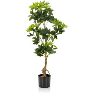 hJh-OFFICE Kunstpflanze Schefflera, Kunstbaum im Topf, mit Echtholzstamm, Höhe 100 cm