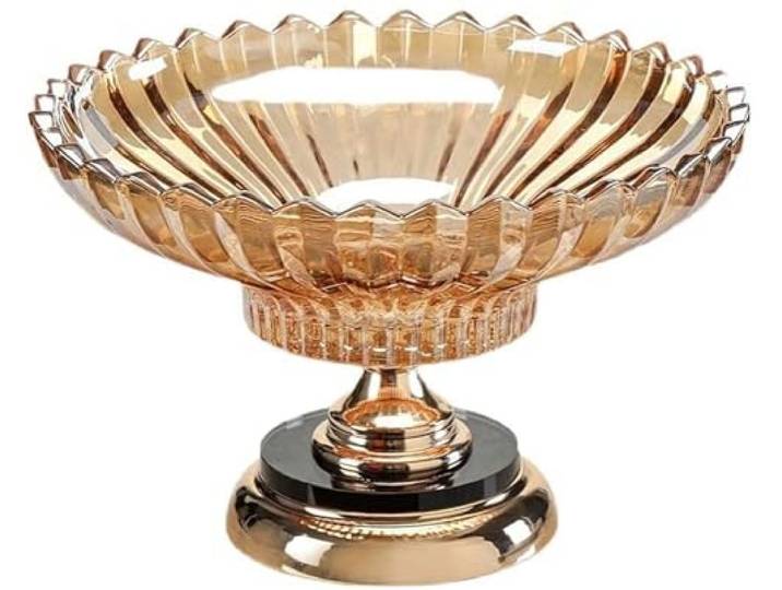 Yoeoefuo Obstschale Obstteller Obstkorb Durable Crystal Glass Fruit Bowl Moderne Elegant Obsttablett Runde Obstorganizer Für Obst Gemüse Snacks Haushaltswaren Fruit Server Dekoration Obstschalen