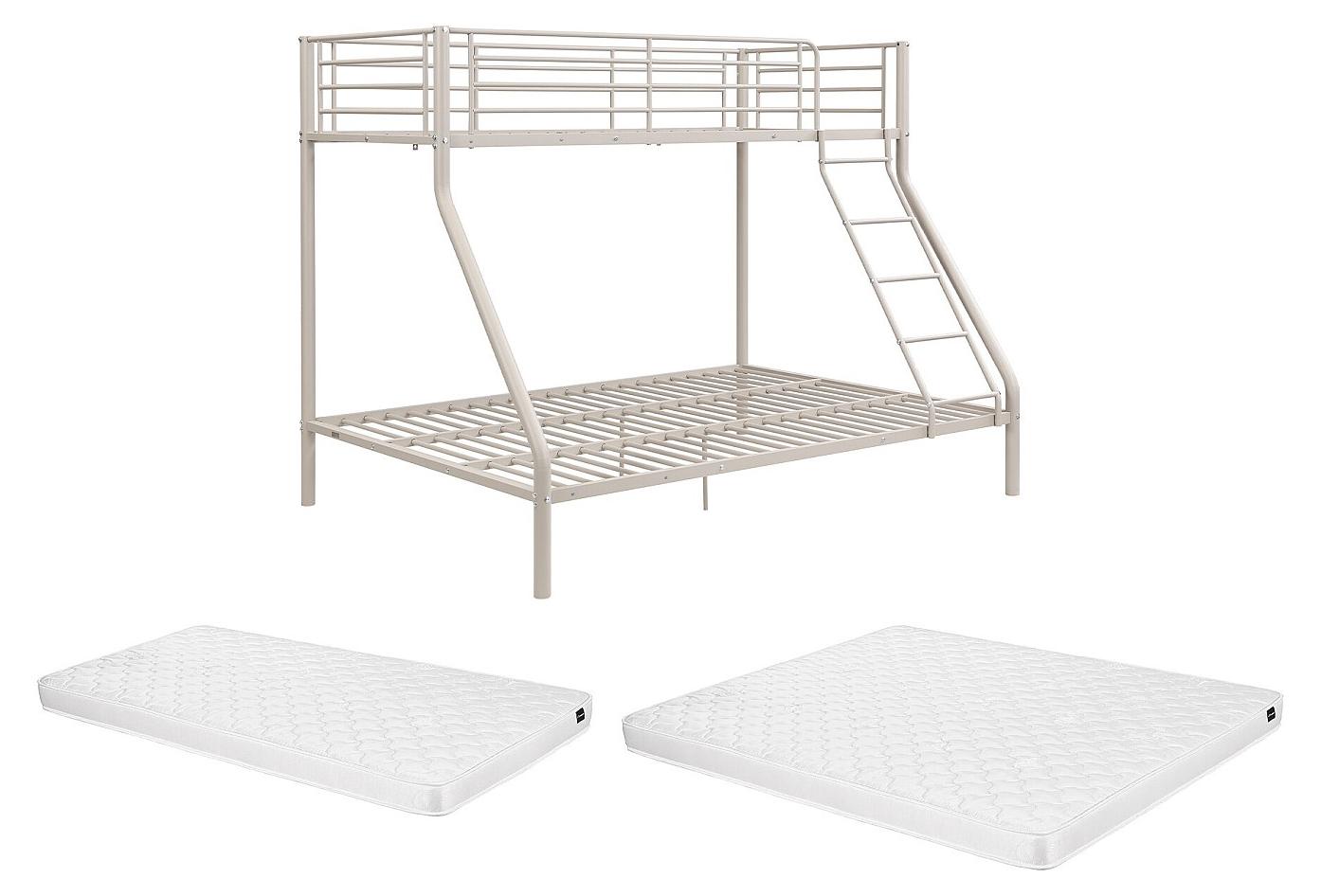 Etagenbetten - 90 und 140 x 190 cm - Stahl - Beige + Matratze - ELEVATIO III