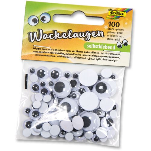 Folia Wackelaugen, Größen sortiert, selbstklebend