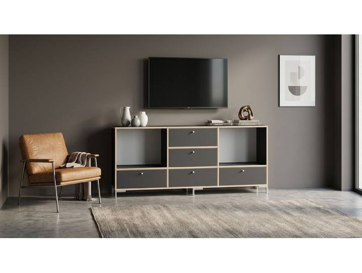 TV Schrank nach Maß Premium Dekore Schwarz Multiplex Kante