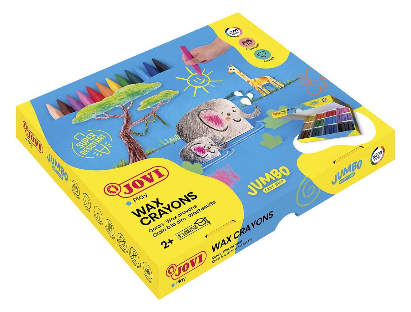 JOVI Wachsmalstifte Jumbo Easy Grip Sparbox, 300 Stifte 979