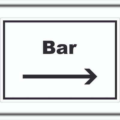 HB-Druck Bar Aufkleber mit Text und Richtungspfeil rechts Pub Kneipe waagerecht A0 (841x1189mm)