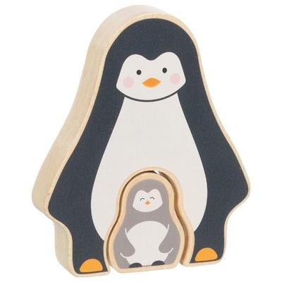 Goki 57333 - Aufstellpuzzle Pinguin, 2-teilig, Holz, 12x10cm