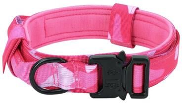 Uplift Essentials Tactical Military Dog Collar With Integrated Control Handle pink m
