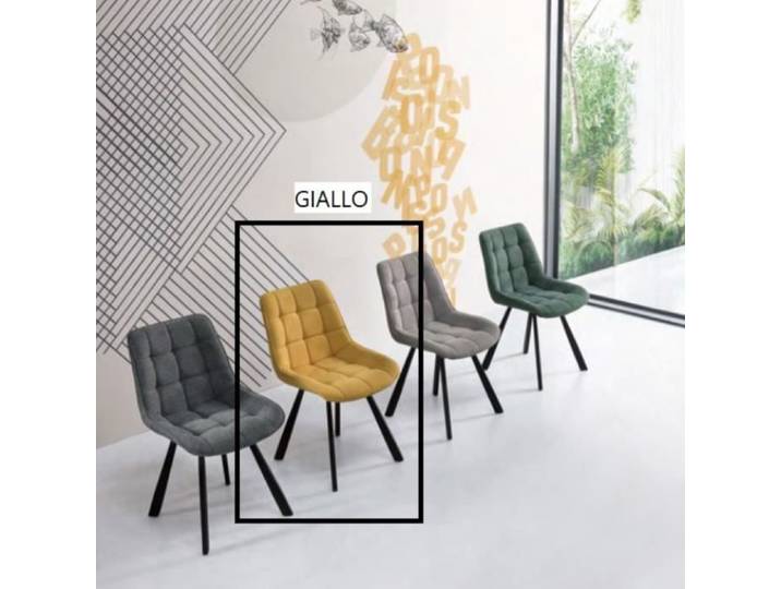 Chaise de cuisine en tissu jaune - FRIEDIC - lot de 2 - élégance chic