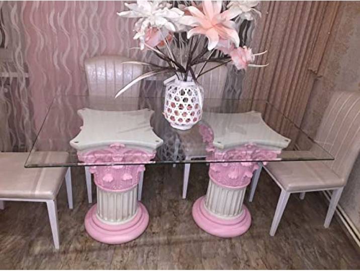 Bavary Lola Esstisch Glastisch, Säulentisch, Designertisch Wohnzimmertisch Kanzleitisch, Praxistisch 100% Handgefertigt Antik Stil Retro