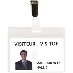 Tarifold, Informationsschild, Namensschild Besucher Set 103x82,5mm Clip Kunststoff klar VE=25 Stück