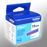 Originalband Brother Btag-F31 12mm x 4m schwarz auf violett nicht laminiert BTAGF31