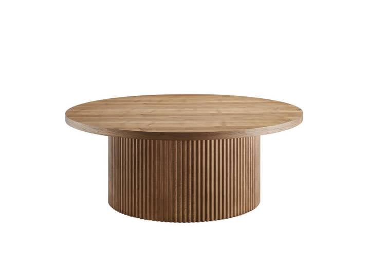 Livetastic Couchtisch, Walnuss, furniert, rund, Säule, 85x33x85 cm, Wohnzimmer, Wohnzimmertische, Couchtische