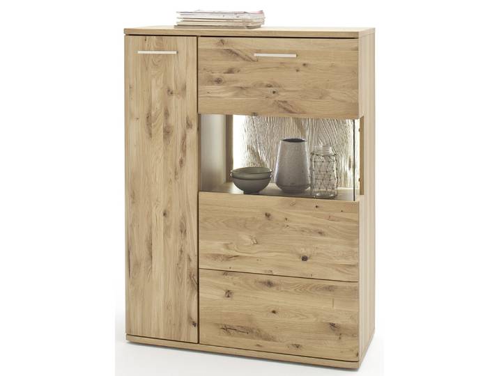 Highboard 1 Santori , Eiche Bianco , LED Beleuchtung mit 2er Set LED Band 30 cm