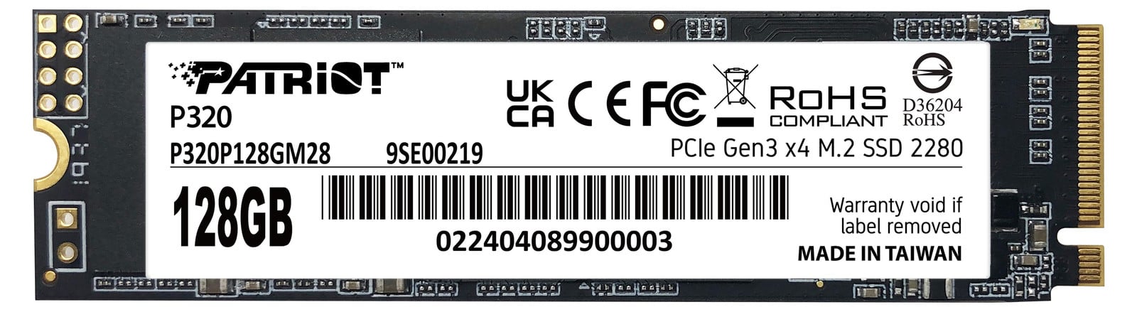 Patriot Memory P320 128GB NVMe M.2 2280 SSD PCIe 3.0 x4