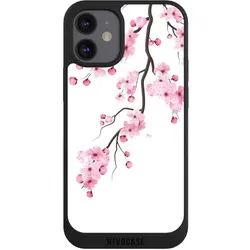 Nivocase Handyhülle für Apple iPhone 12 mini Hülle NIVOpure Case Schwarz Asien Japan Kirschblüten (Apple iPhone 12 mini), Smartphone Hülle, Schwarz