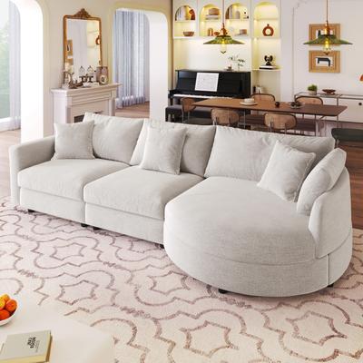 Loedds 107.8-Inch 3-Seat Chenille Sectional Sofa with Pillows & Wood Frame