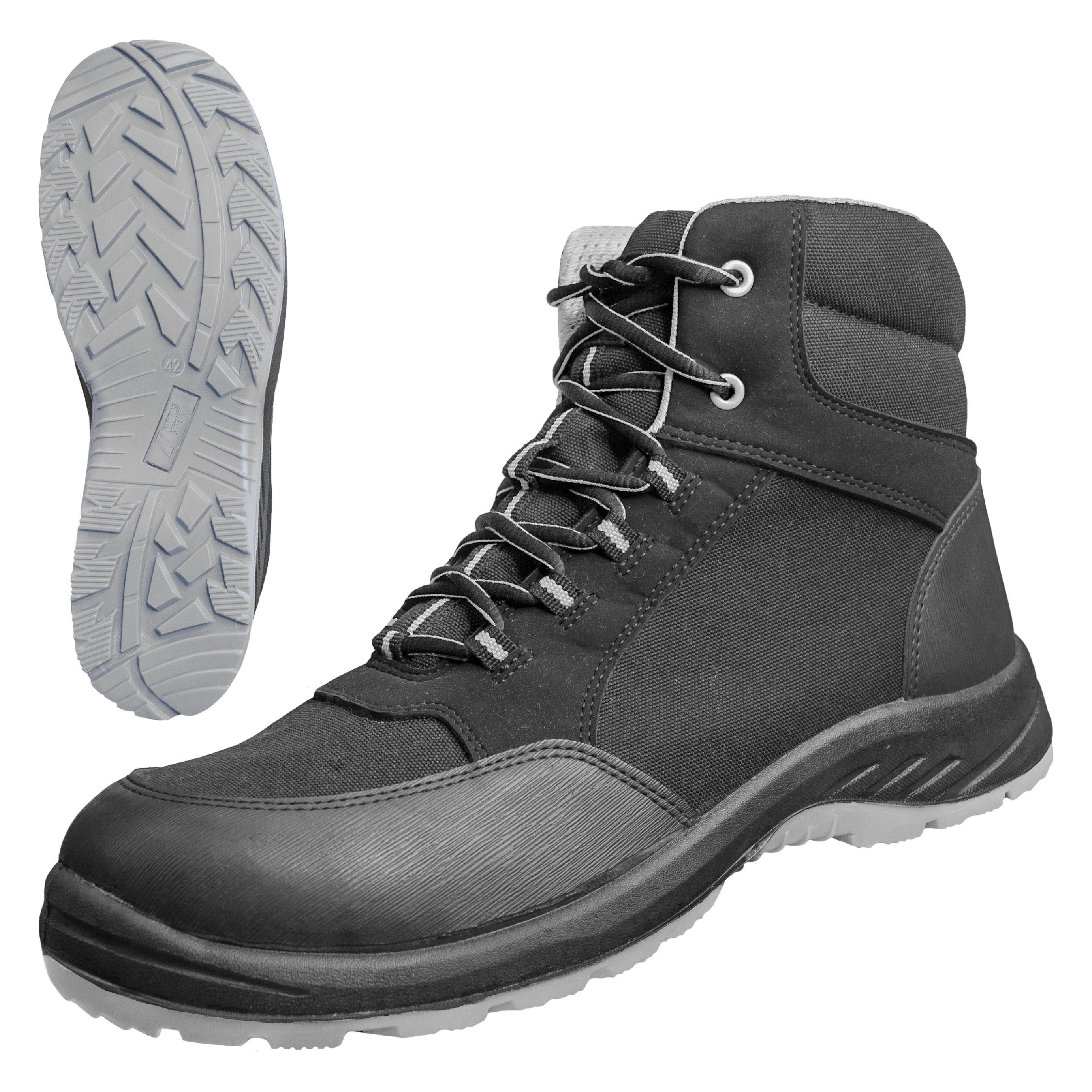 Nitras SOLID STEP MID, Sicherheitsstiefel, halbhoch, S3S CI FO SR, strapazierfähiges Textil, schwarz (42) (7436-1012-42)
