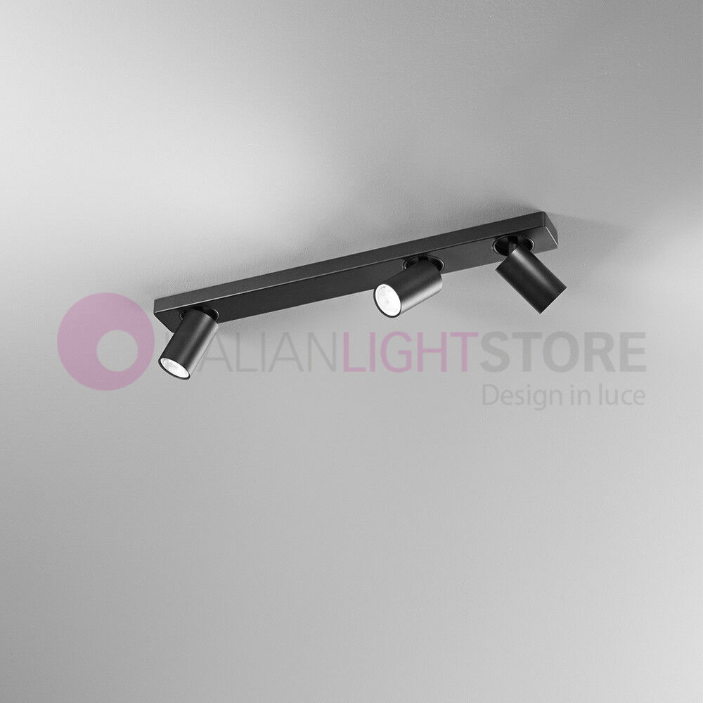 Oddy Nero Plafoniera Binario 3 Faretti Tondi Gu10 Design Moderno