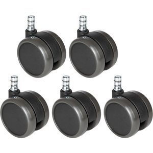 hJh-OFFICE Stuhlrollen ROLO No-Noise, 5 Stück, Hartbodenrollen, gebremst, Stift-Ø 11mm