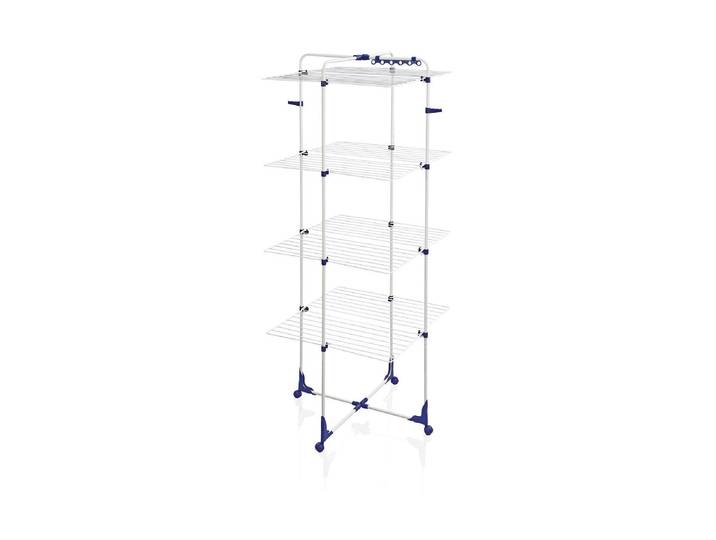 Turmwäscheständer LEIFHEIT Tower 450 , weiss (weiß, blau), B:69cm H:176cm T:69cm, Kunststoff, Wäscheständer, Turmwäscheständer