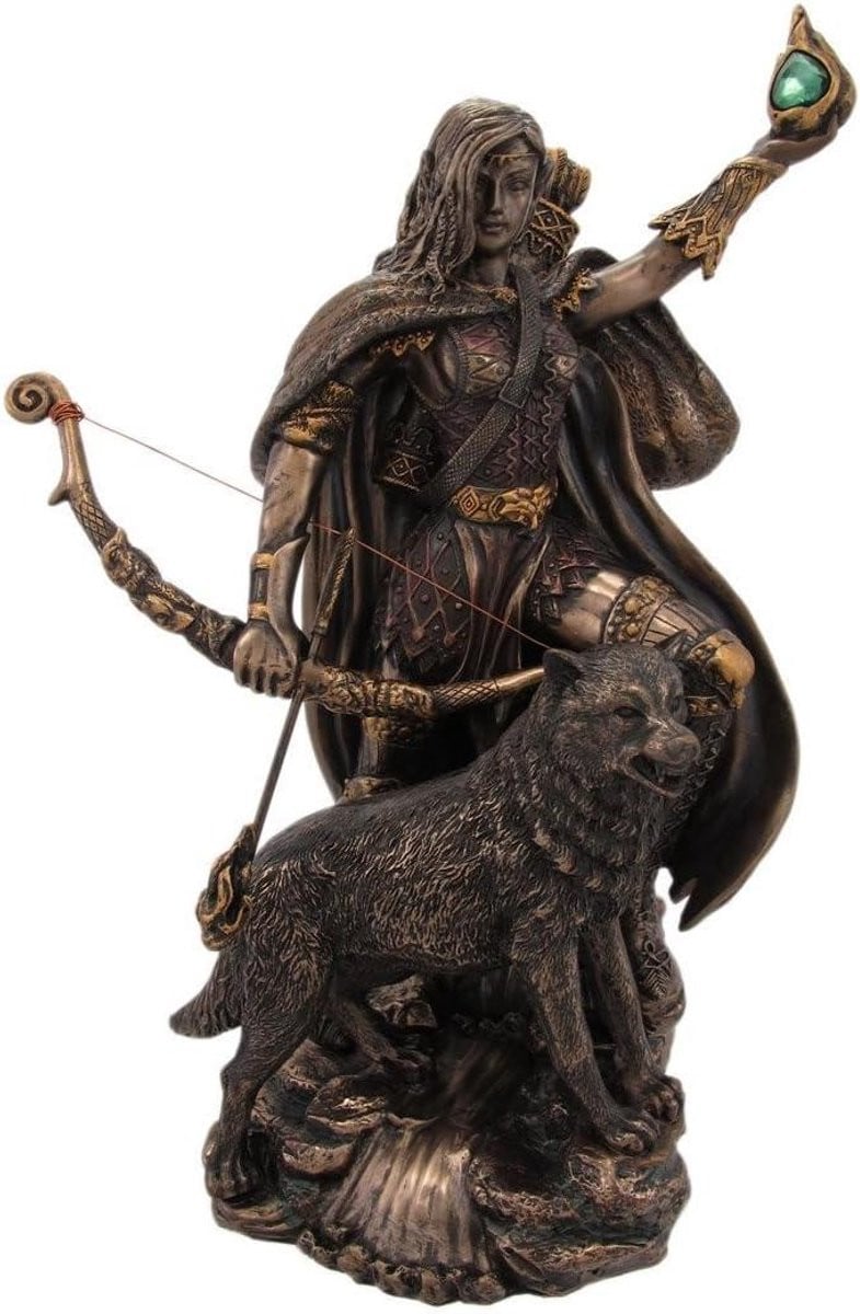 Bronskleurig Mythologisch Beeld van een Noorse Godin voor Interieur Decoratie van Hars