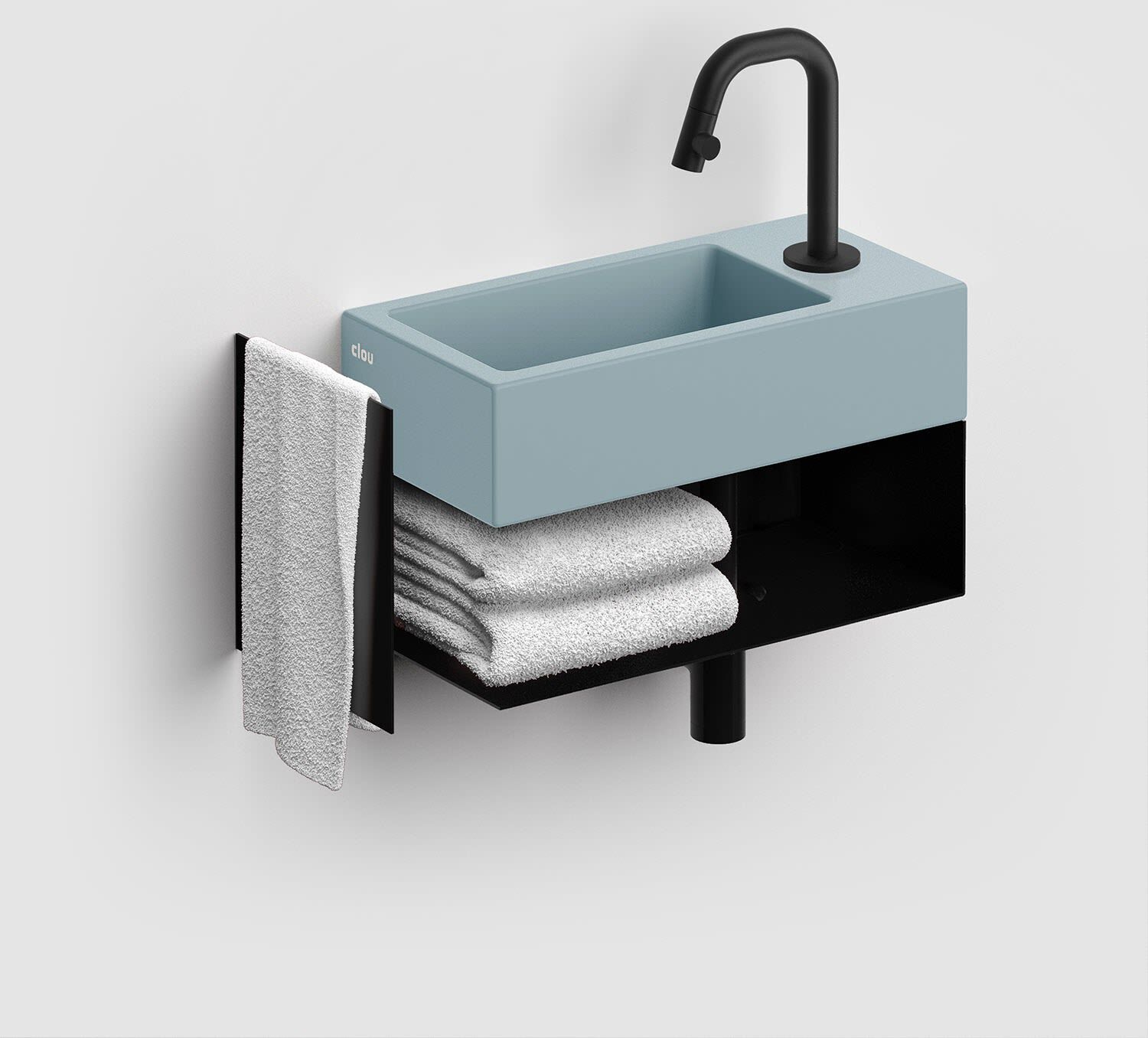 Clou Flush 3 Right Keramik - Handwaschbecken 36 cm mit offenem Unterschrank