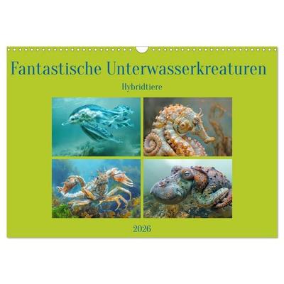 Fantastische Unterwasserkreaturen - Hybridtiere (Wandkalender 2026 DIN A3 quer), CALVENDO Monatskalender