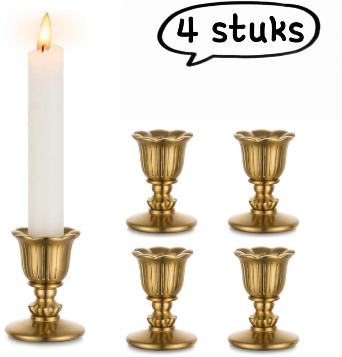 4-delige gouden kandelaars voor kerstversiering en decoratie