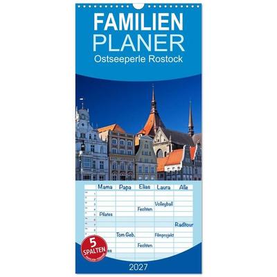 Familienplaner 2027 - Ostseeperle Rostock mit 5 Spalten (Wandkalender, 21 x 45 cm) CALVENDO