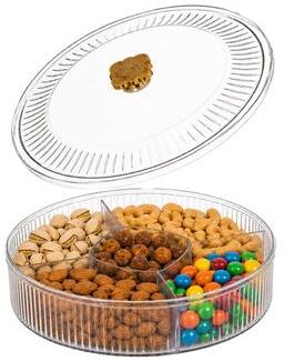 Basicwise 5-Compartment Serving Tray for Dried Fruits, Nuts, Candy & Snacks