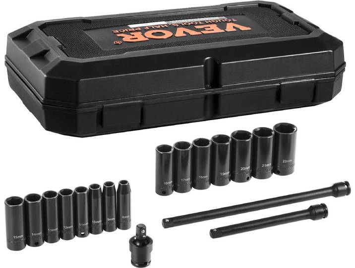 VEVOR Slagdoppenset 18-Delig. 6-Punts 3/8 Inch Gereedschapskoffer