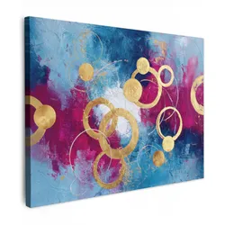 LEINWANDBILD Kreise - Gold - Abstrakt Wandbilder 80x60 cm