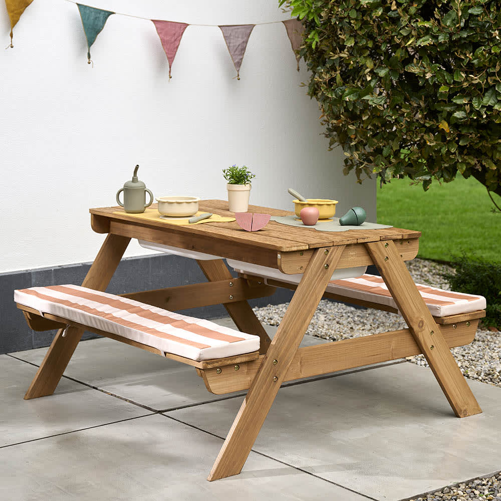 Petite Amélie Table de pique-nique pour enfant Marron 90x50x90cm