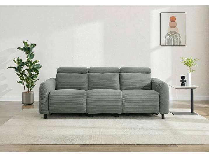 OTTO home 3-Sitzer SKAANE Cord-Sofa, 229 cm, manuelle u. elektrische Relaxfunktion, Relax-Funktion in 2 Sitzen, Kopfteilverstellung, Federkernpolsterung