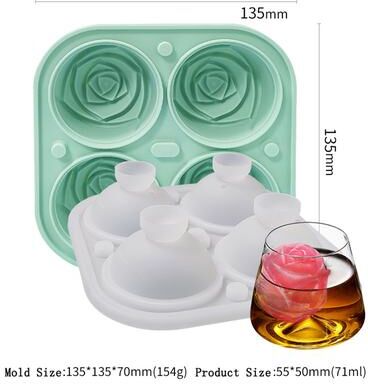 The Handy Homestead Rose Silicone Ice Cube Mold For Whiskey Cocktails green