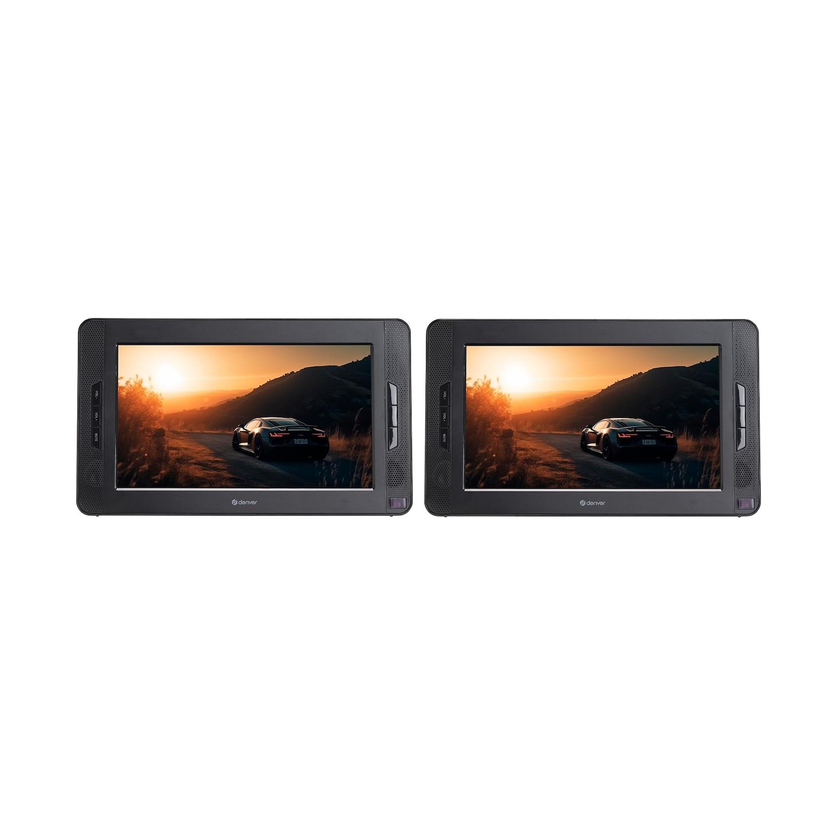DENVER MTW-1098 Tragbarer DVD Player (10 Zoll (25,4 cm), LCD Display, 12V Anschluss, Akku, USB, SD)