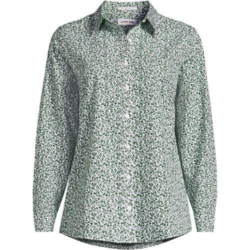 Bügelfreie Baumwoll-Bluse in Plus-Größe, Damen, size: plus, Grün, Baumwolle, by Lands' End