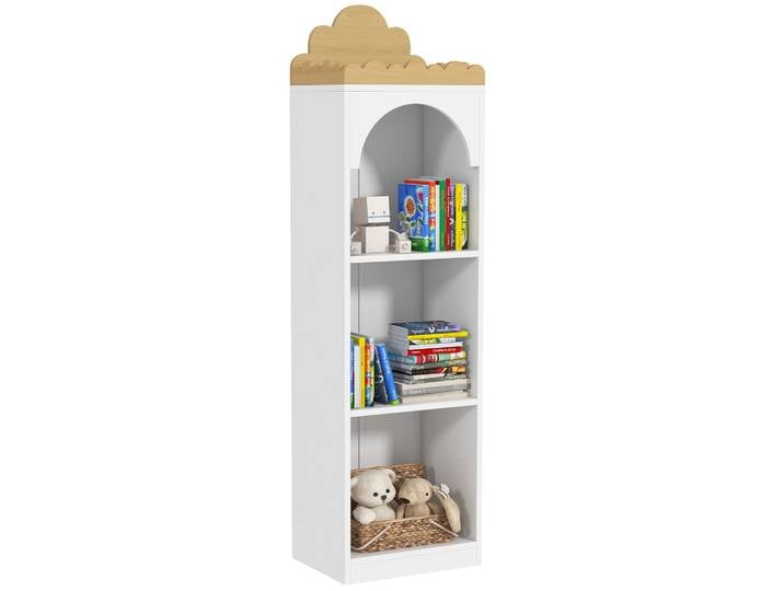 Aiyaplay Bibliothèque pour enfants à 3 niveaux pour les crèches Blanc et naturel