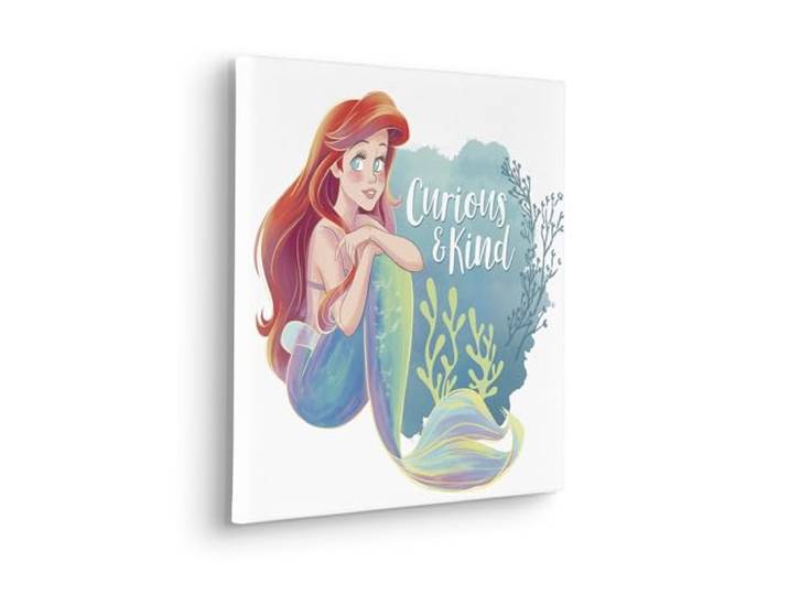 Komar Keilrahmenbild - Disney Ariel Curious & Kind - Größe: 40 x 40 cm - Kinderzimmer, Wanddekoration, Blau
