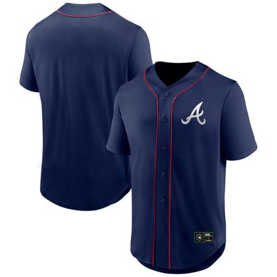 Baseballtrikot FANATICS "Fanatics Trikot Atlanta Braves Core Foundation", Herren, Gr. L, blau, 100% Polyester, Trikots Baseballtrikot