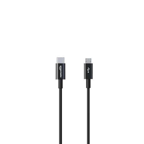 Amazon Basics USB-C naar Micro USB 2.0 oplaadkabel, 0,9 meter, zwart