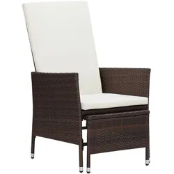 vidaXL Garten-Liegestuhl mit Auflagen Poly Rattan Braun