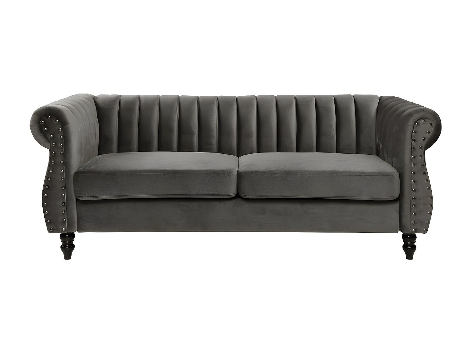 Driezitsbank Chesterfield TRUMBO van fluweel - Antraciet/Grijs
