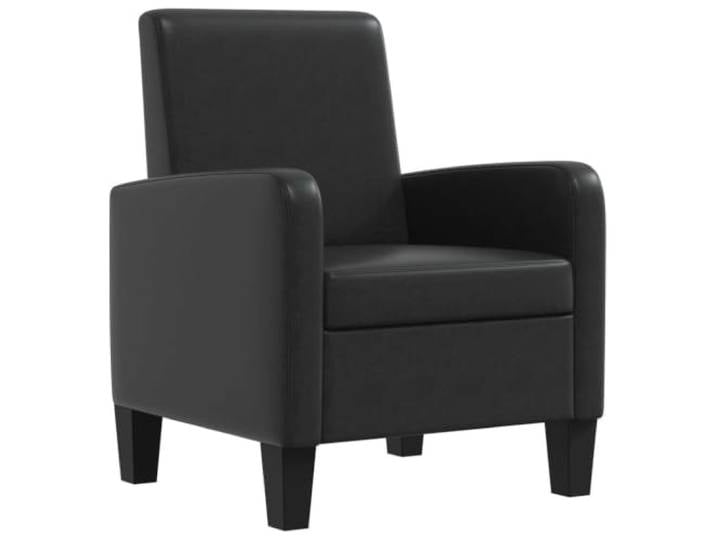 Sessel Schwarz aus Kunstleder mit Rahmen aus Kiefernholz Ergonomisch Wohnzimmer Fassungsvermögen 110 kg gerade Form Kiefernholz