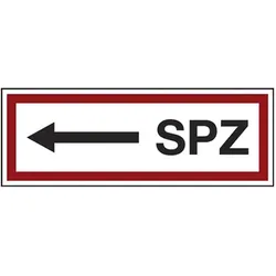 LimarLite Feuerwehrzeichen Textschild »SPZ und Pfeil linksweisend« 29,7 x 10,5 cm Folie (0, 29.7x10.5 cm