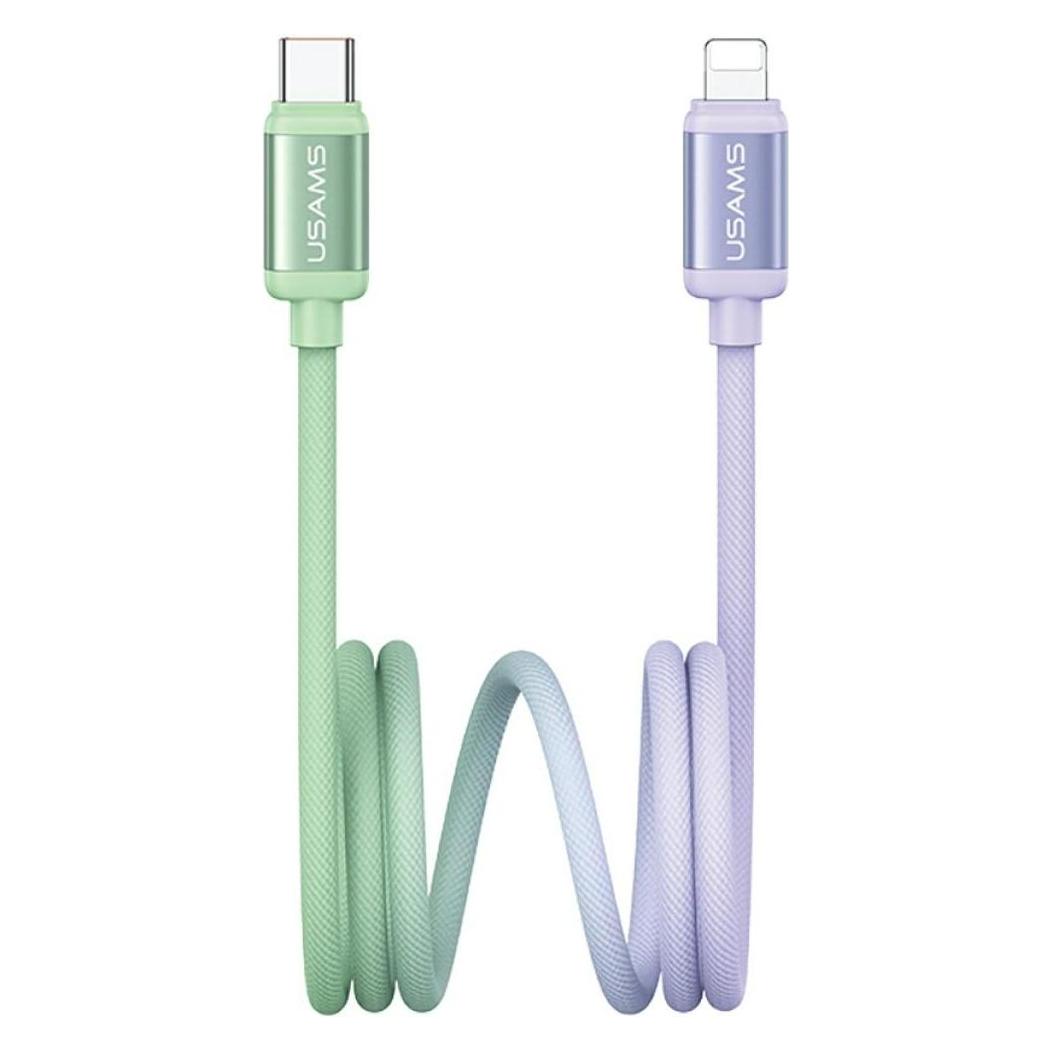 Usams Cable Bicolor Series SJ757 PD 30W USB-C/Lightning 1.2m green and purple (1.20 m, 30 W) (SJ757USB02)