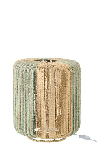 J-Line Tafellamp Cilinder - Metaal en Textiel - Turquoise/Natuurlijk
